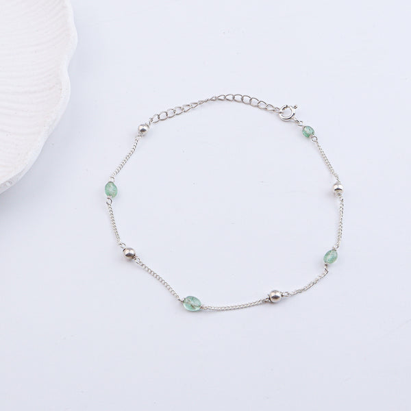 Russian Quartz & Silver Bead Anklet (Project Handmade)