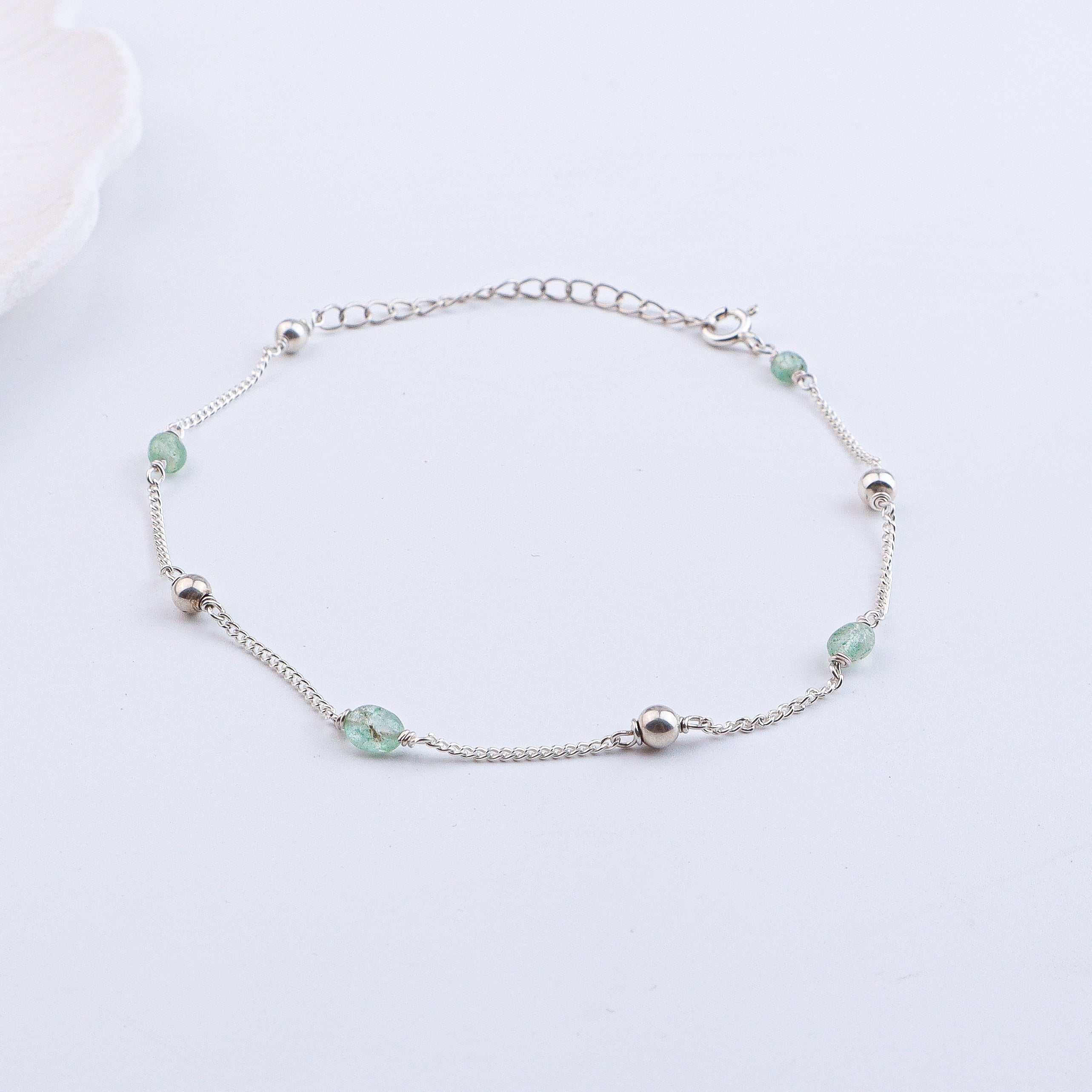 Russian Quartz & Silver Bead Anklet (Project Handmade)