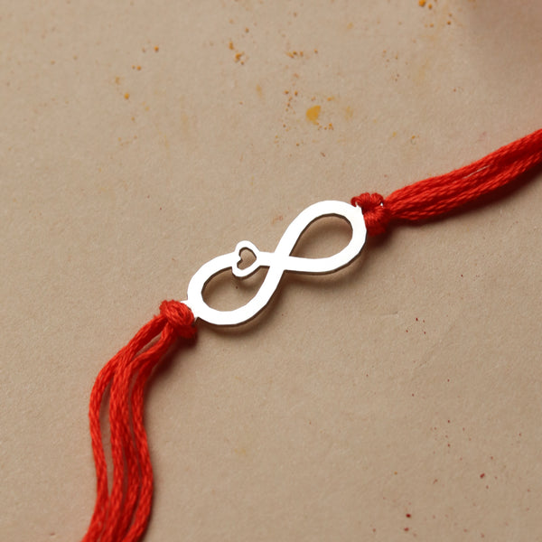Silver Laser Cut Infinity Heart Rakhi