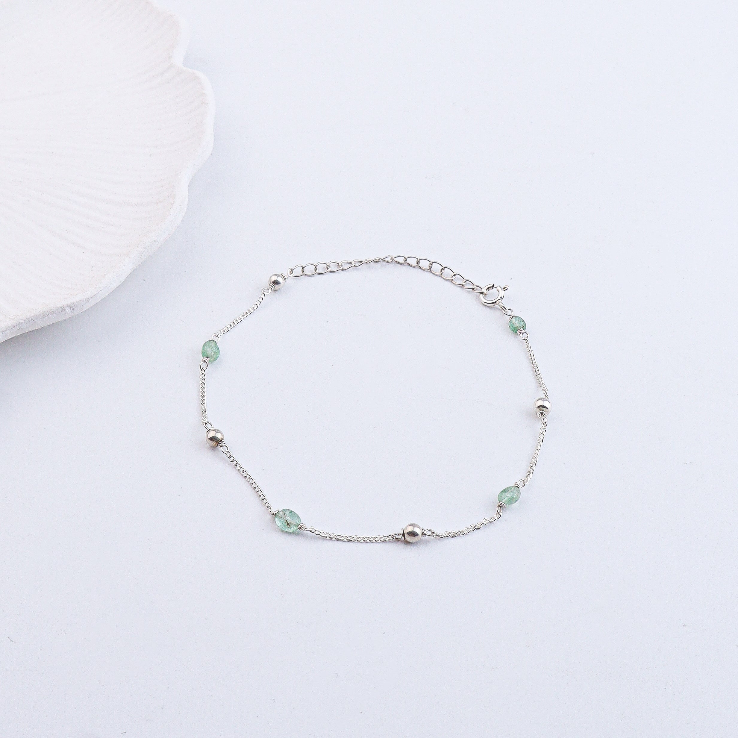 Russian Quartz & Silver Bead Anklet (Project Handmade)
