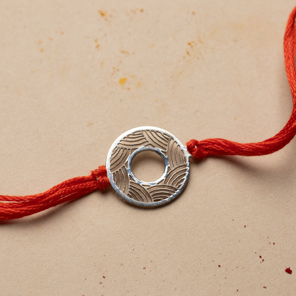 Silver Laser Cut Ripple Pattern Rakhi