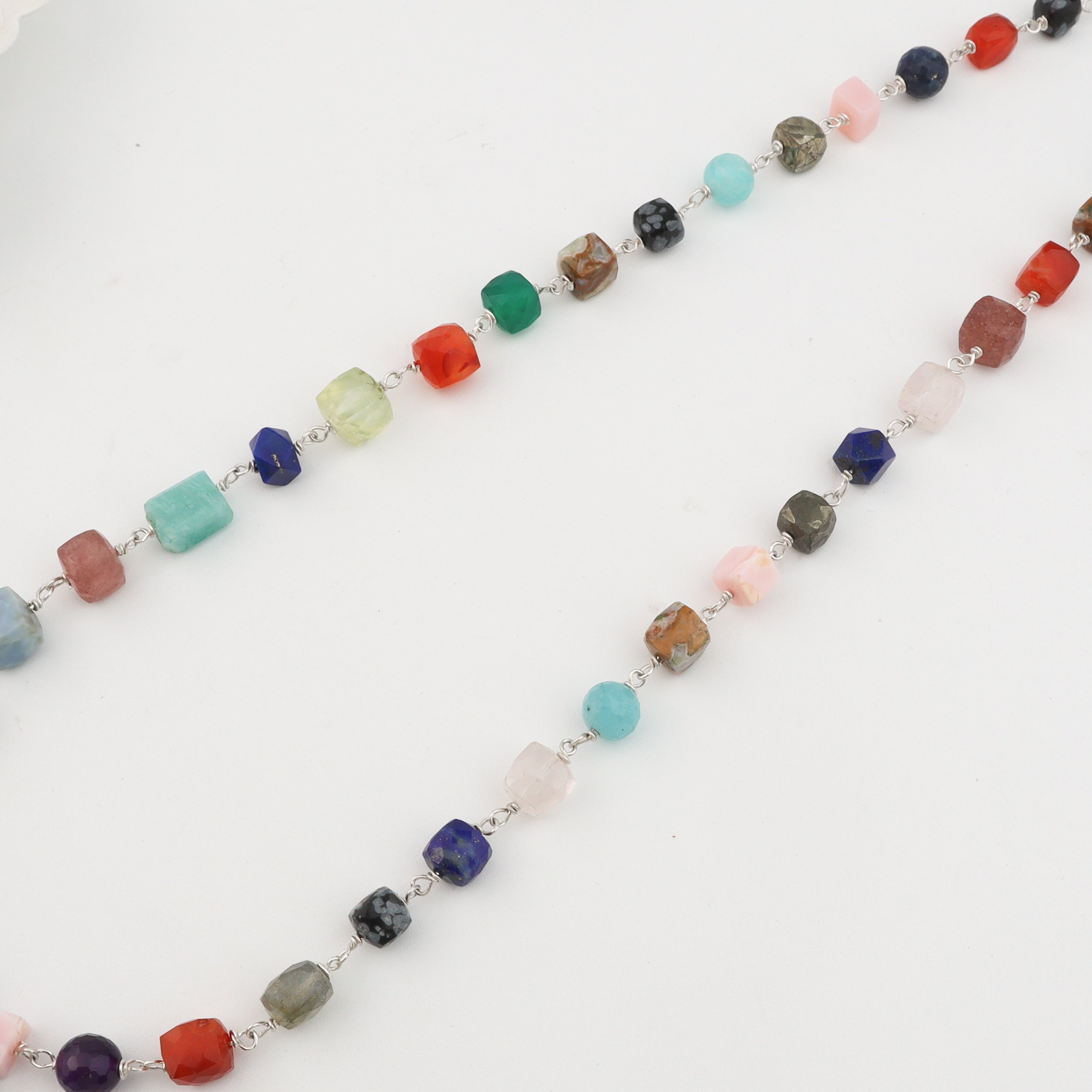 Silver Soorajmukhi Pendant Multicolour Ganthan Necklace
