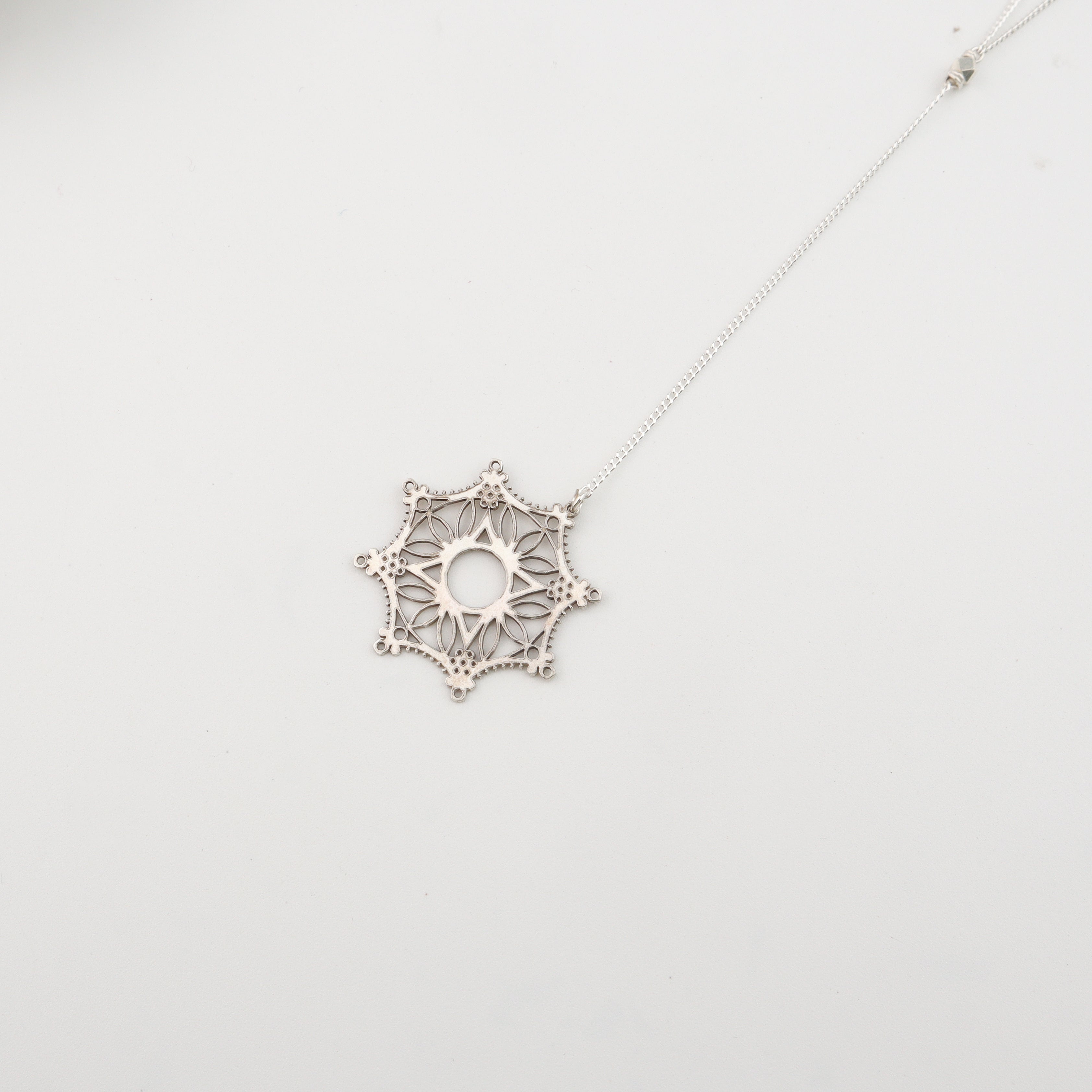 Silver Snowflake Y Necklace