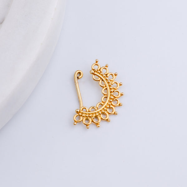 Silver Filigree Nath (Left, Clip-On) | 22K Gold-Plated