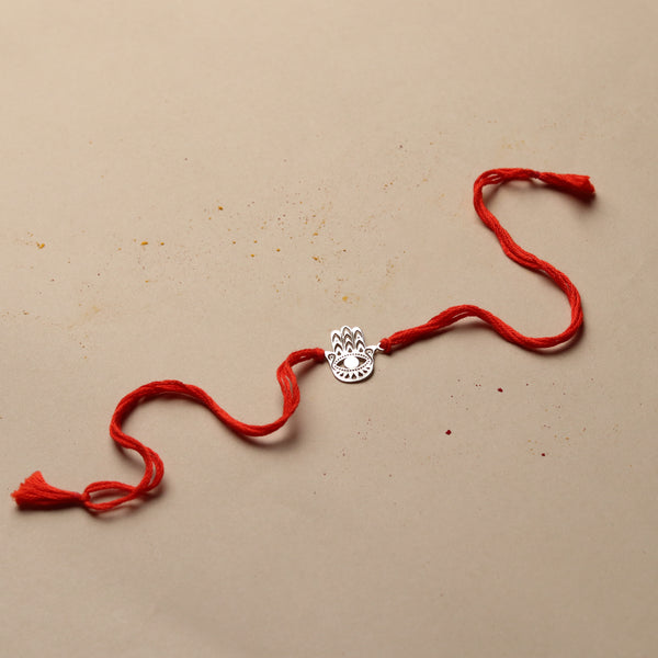 Silver Laser Cut Hamsa Hand Rakhi