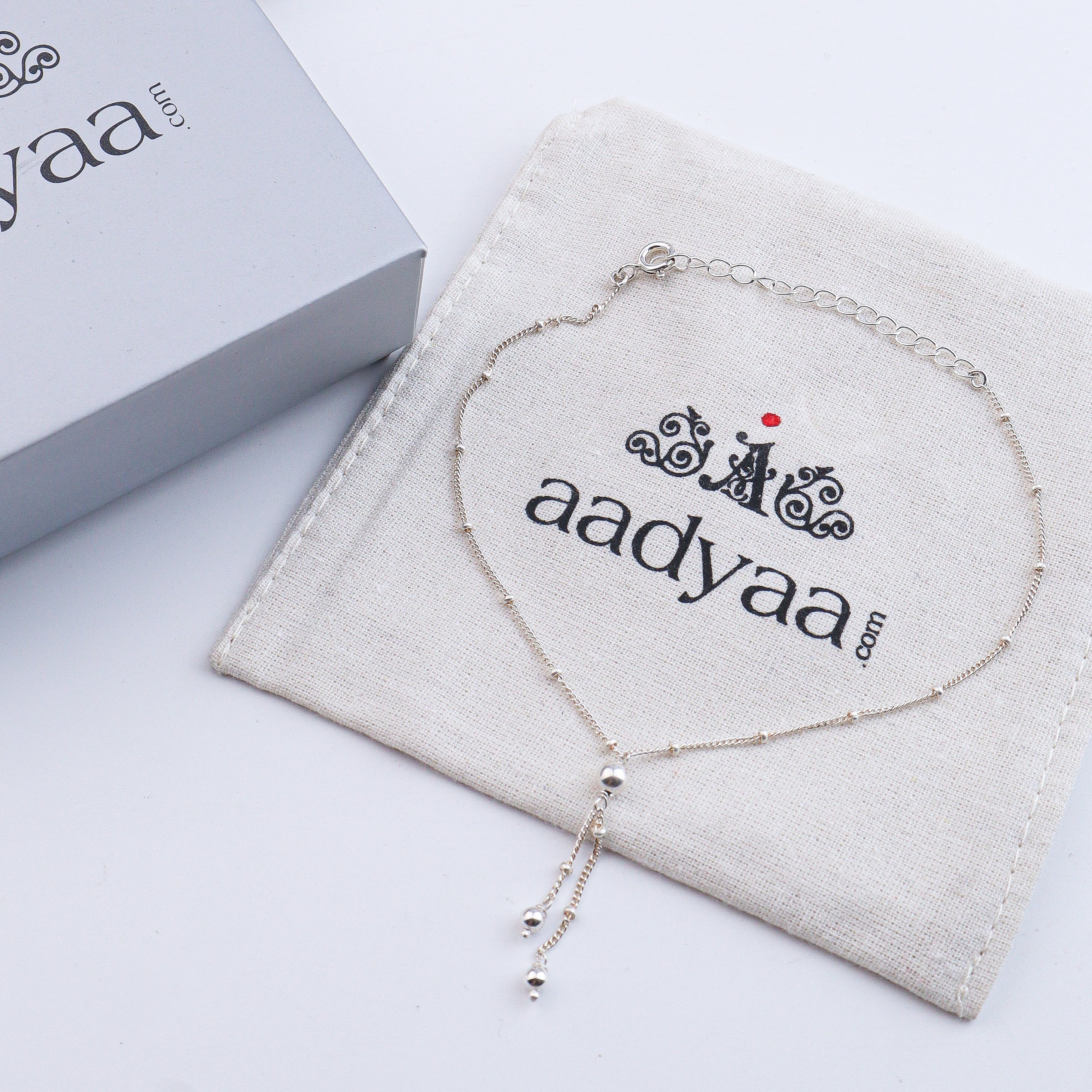 Silver Bead with Chain Latkan Anklet (Project Handmade)