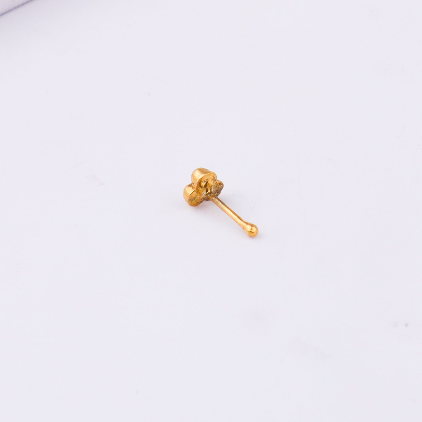 Handmade Silver Pyramid Nose Pin – Pierced | 22K Gold-Plated