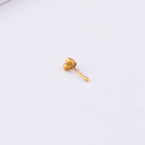 Handmade Silver Pyramid Nose Pin – Pierced | 22K Gold-Plated