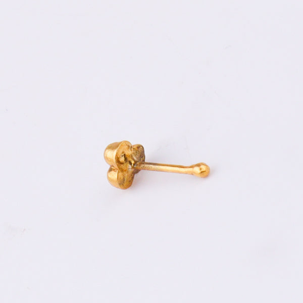 Handmade Silver Pyramid Nose Pin – Pierced | 22K Gold-Plated