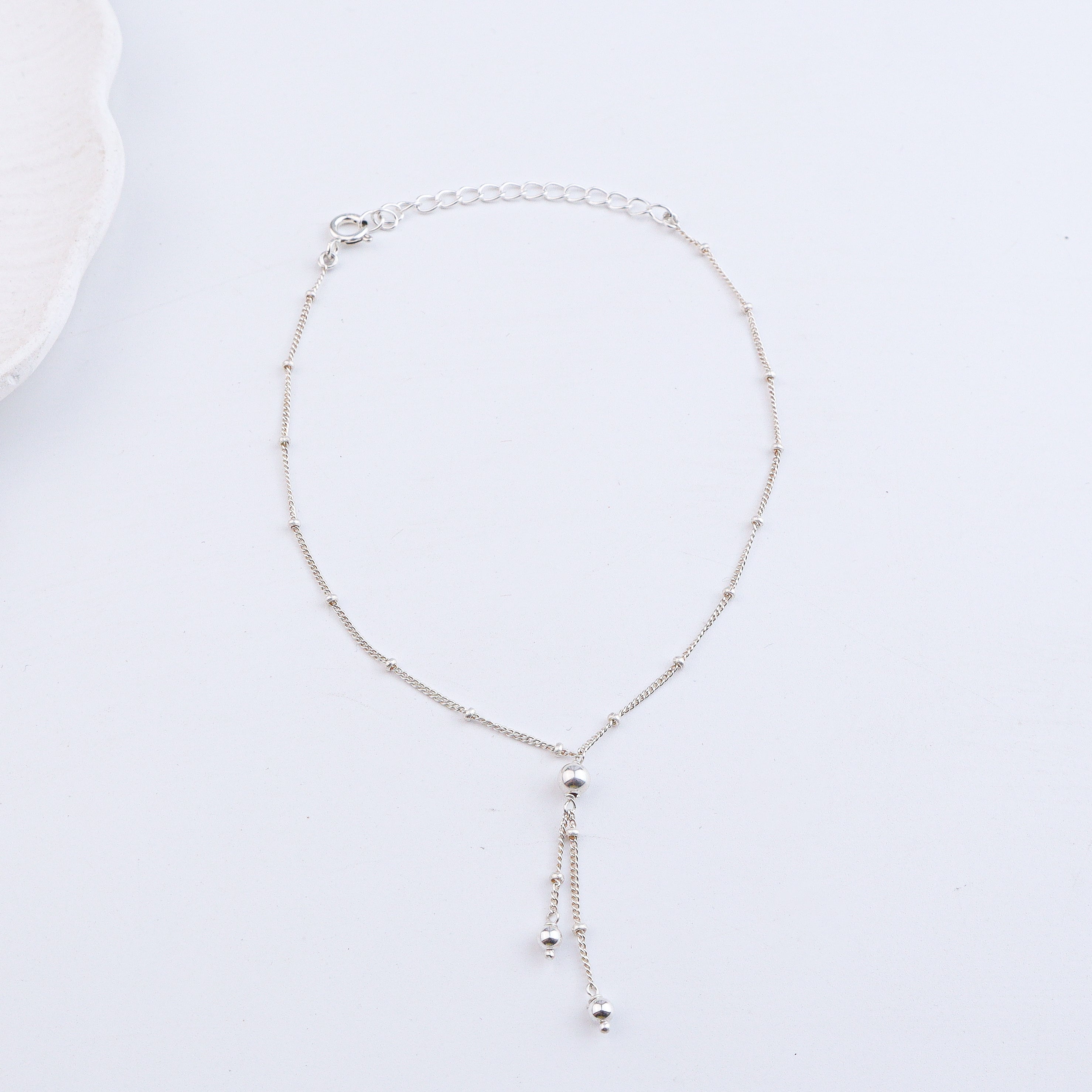 Silver Bead with Chain Latkan Anklet (Project Handmade)