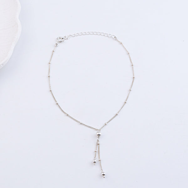 Silver Bead with Chain Latkan Anklet (Project Handmade)