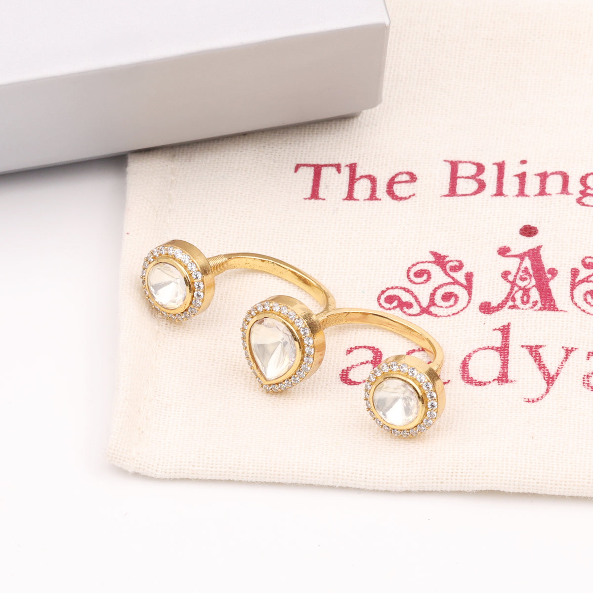 22K Gold Plated Fashion Two Finger Ring