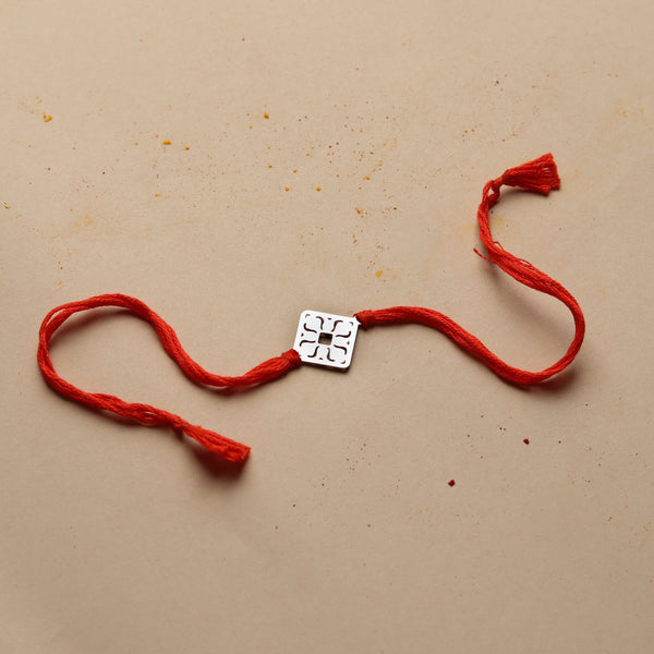 Silver Laser Cut Diamond Filigree Rakhi