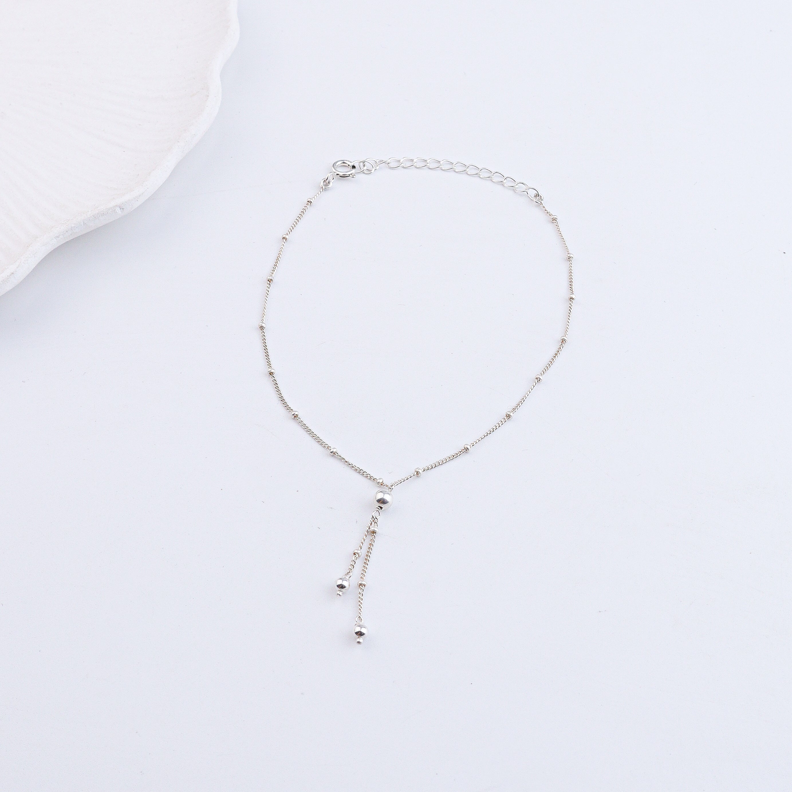 Silver Bead with Chain Latkan Anklet (Project Handmade)