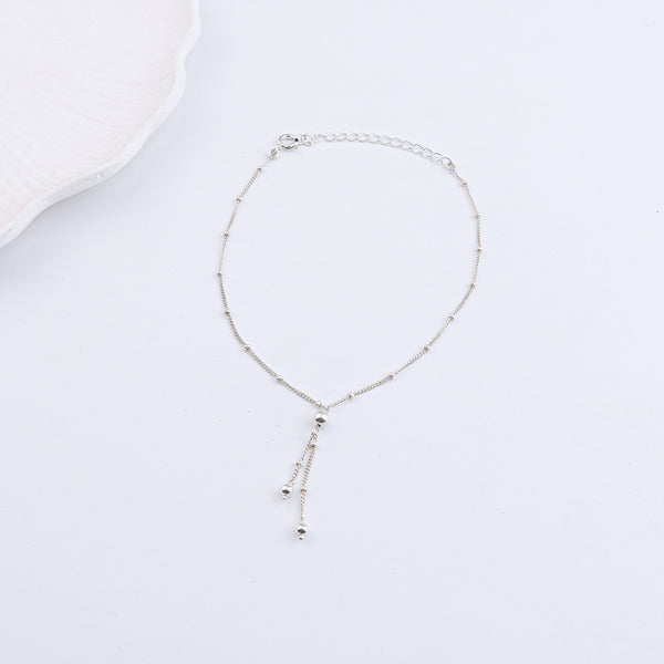 Silver Bead with Chain Latkan Anklet (Project Handmade)
