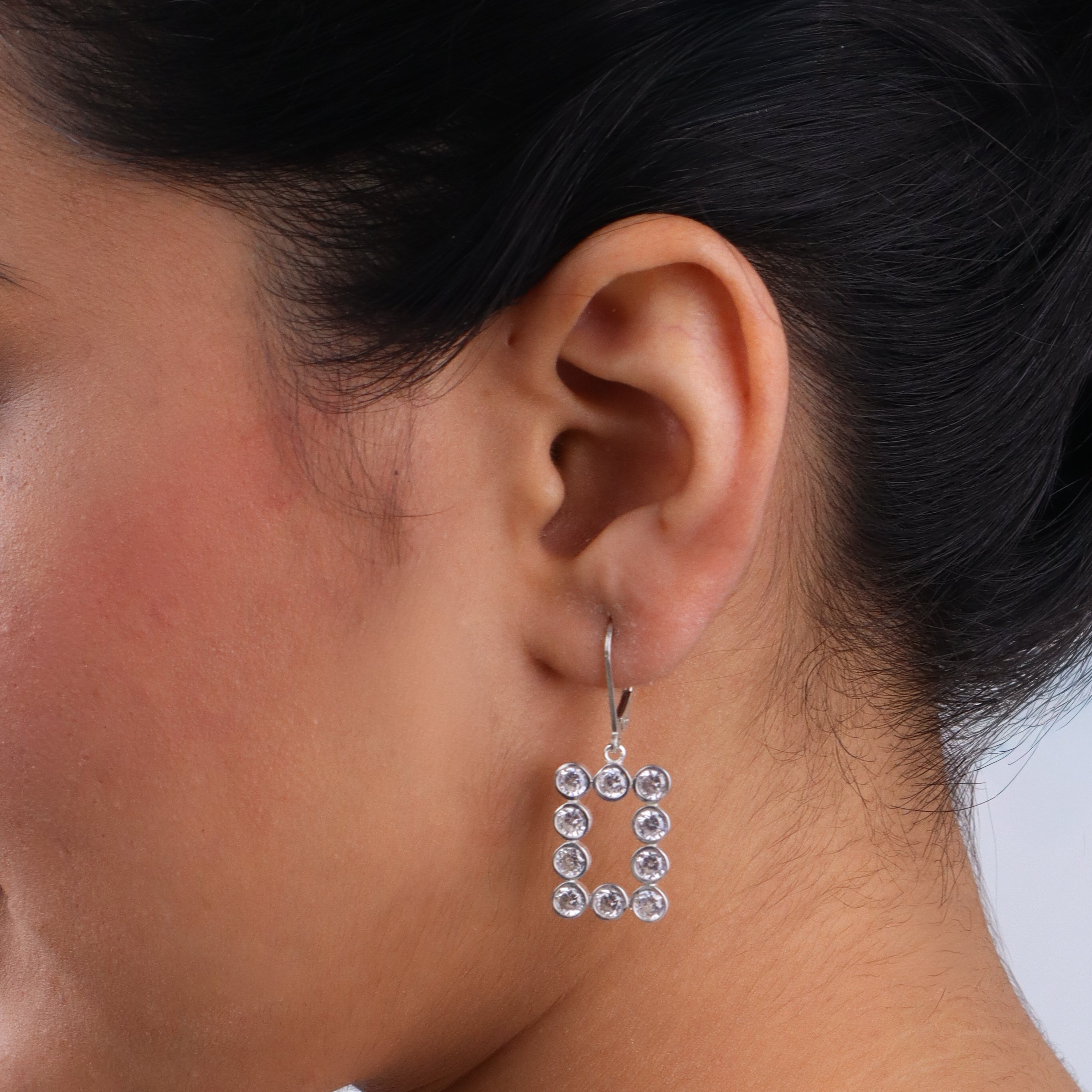 Rectangle Silver Earring | CZ | 92.5 Silver