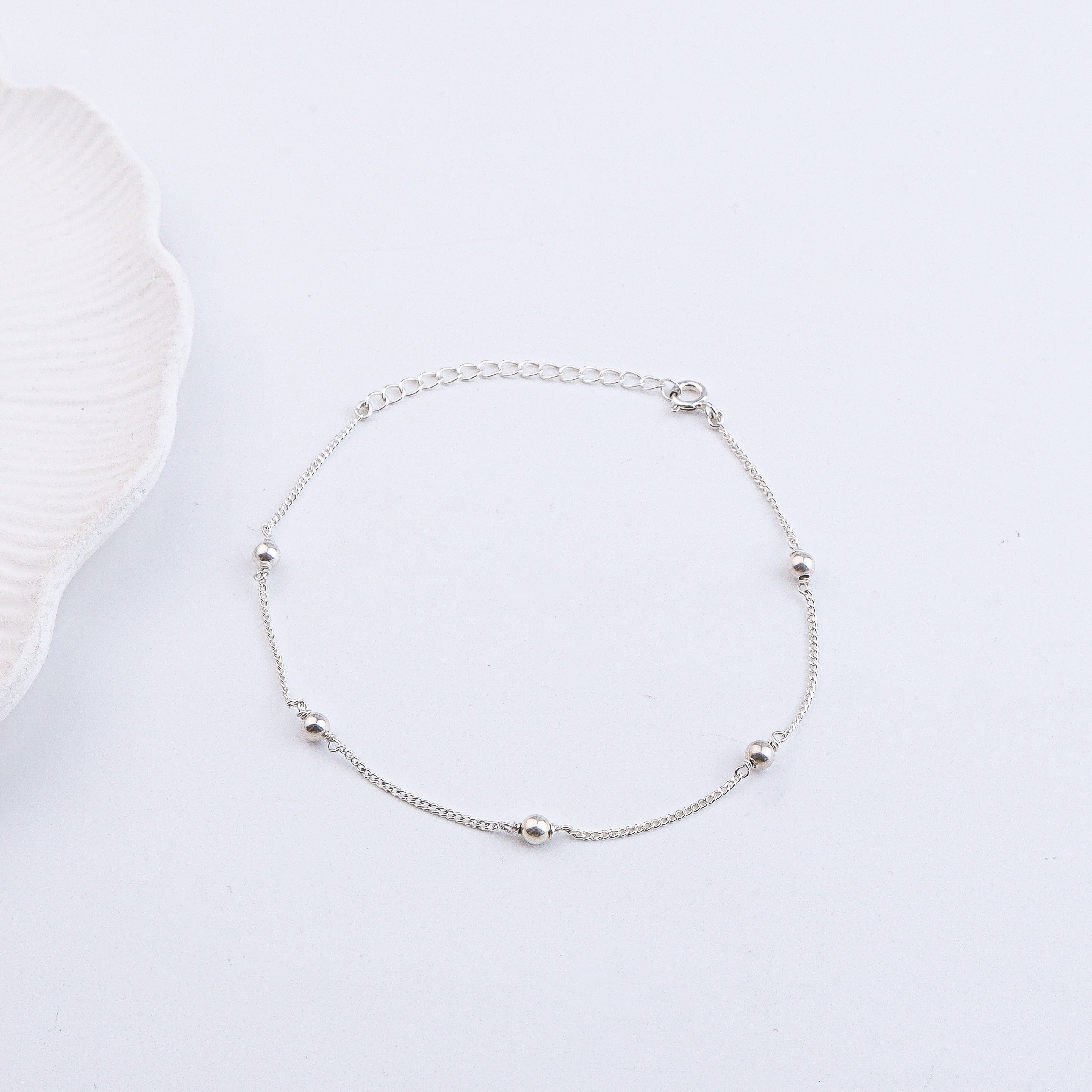 Silver Bead Chain Anklet (Project Handmade)