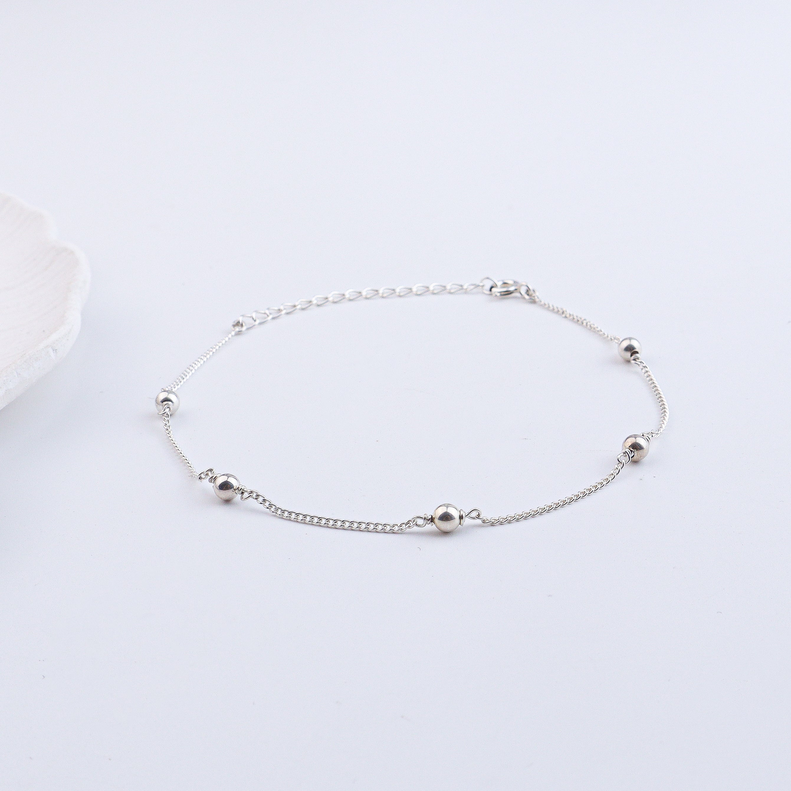 Silver Bead Chain Anklet (Project Handmade)