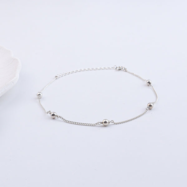 Silver Bead Chain Anklet (Project Handmade)