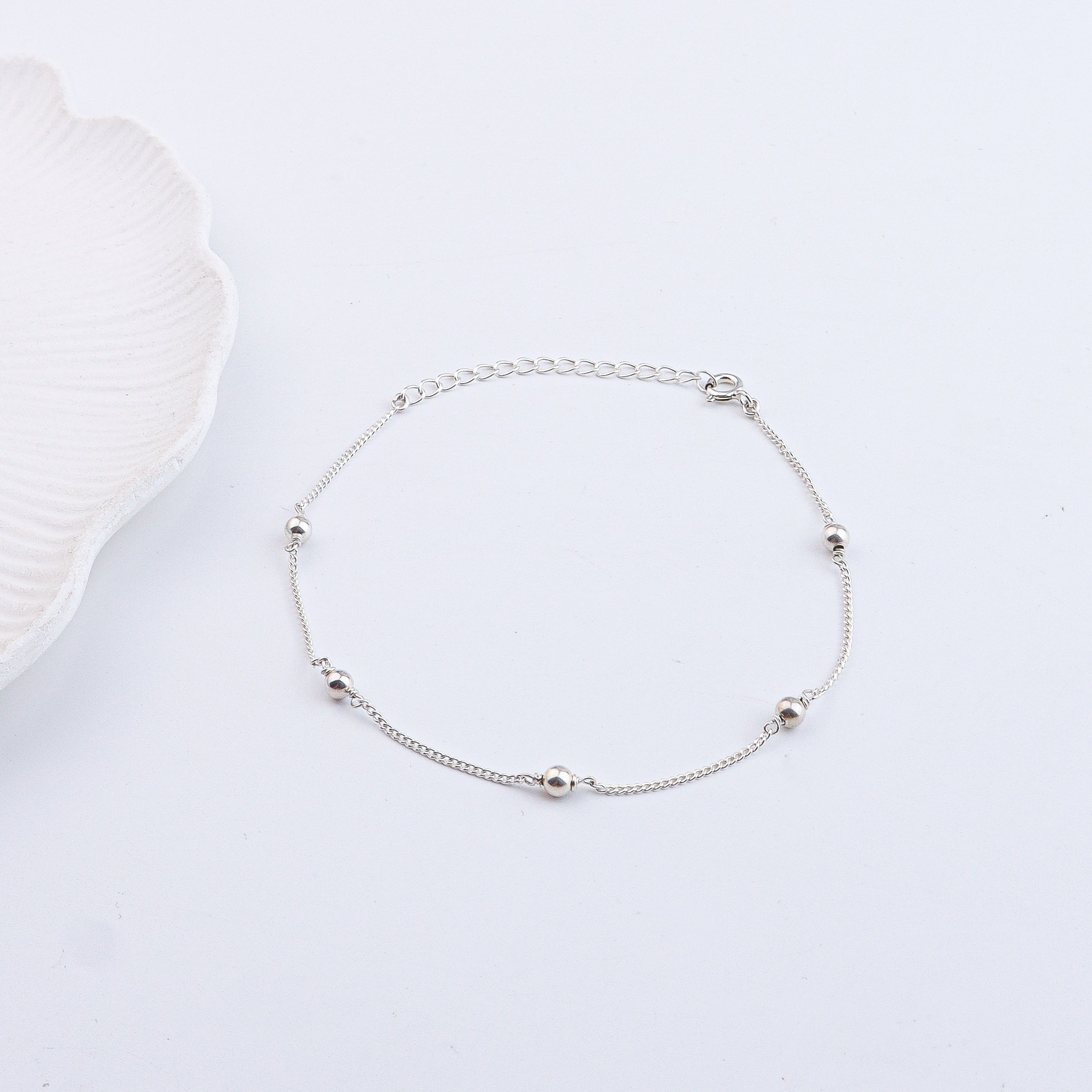Silver Bead Chain Anklet (Project Handmade)