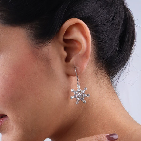 Snowflake Silver Earring | CZ | 92.5 Silver