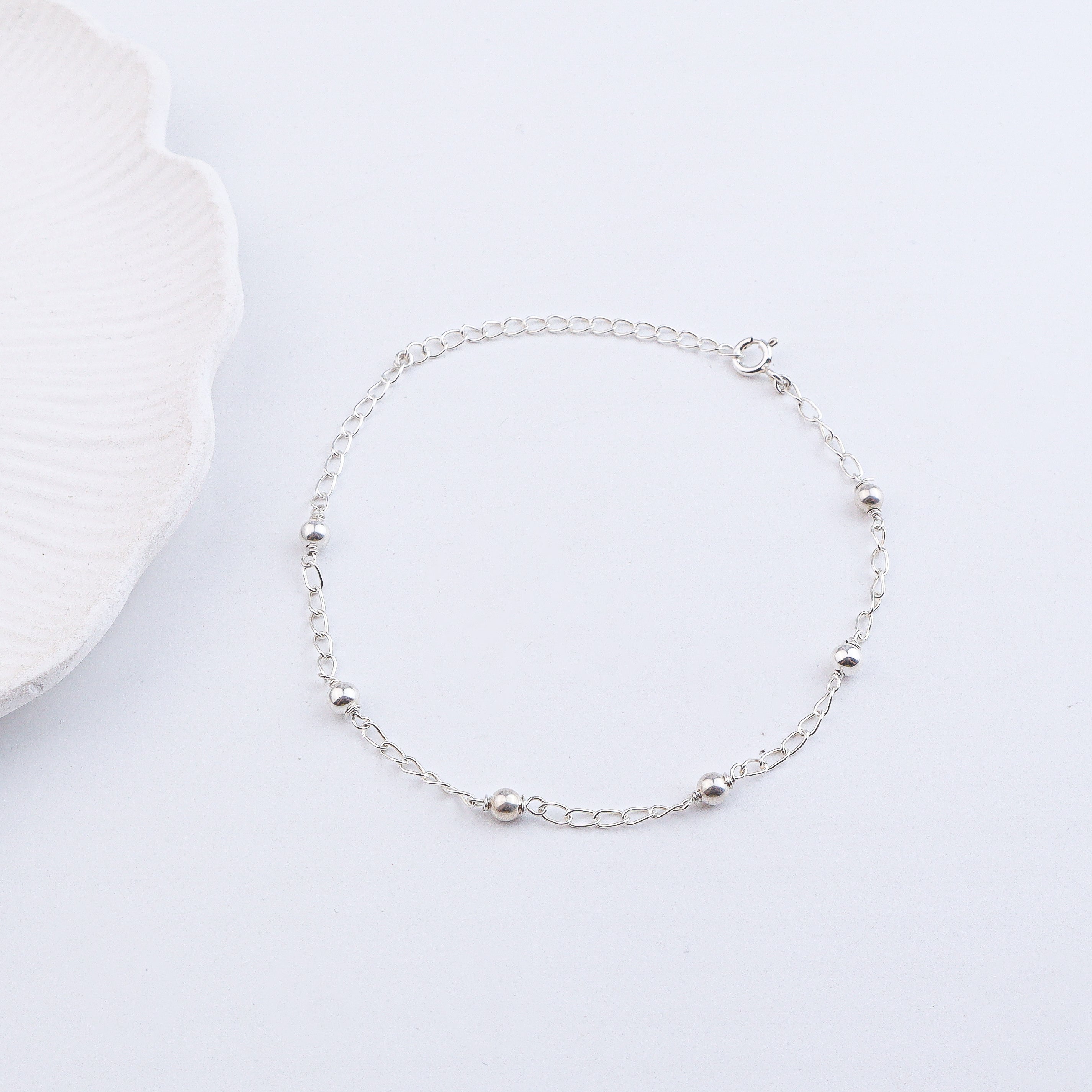 Silver Bead Chain Anklet (Project Handmade)