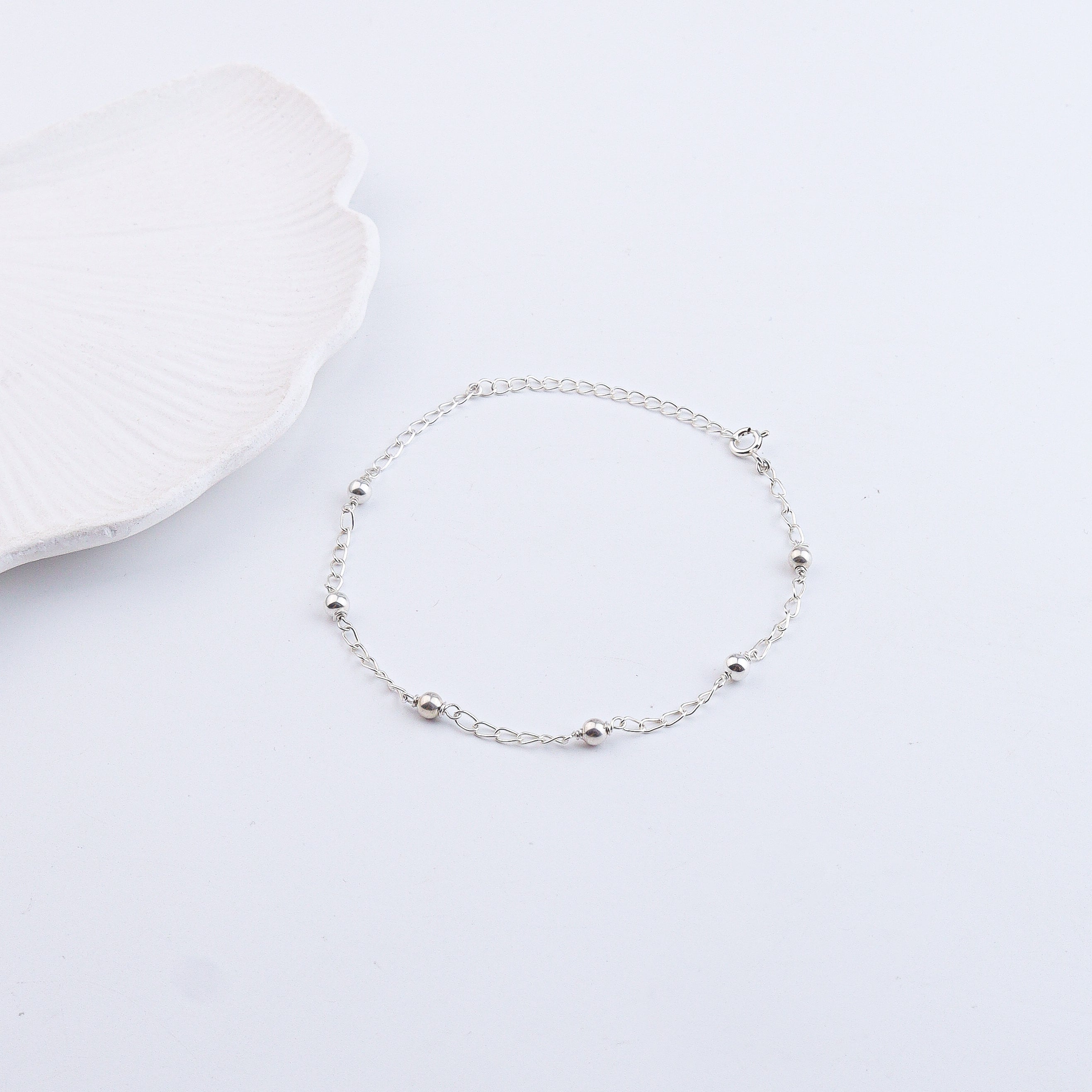 Silver Bead Chain Anklet (Project Handmade)