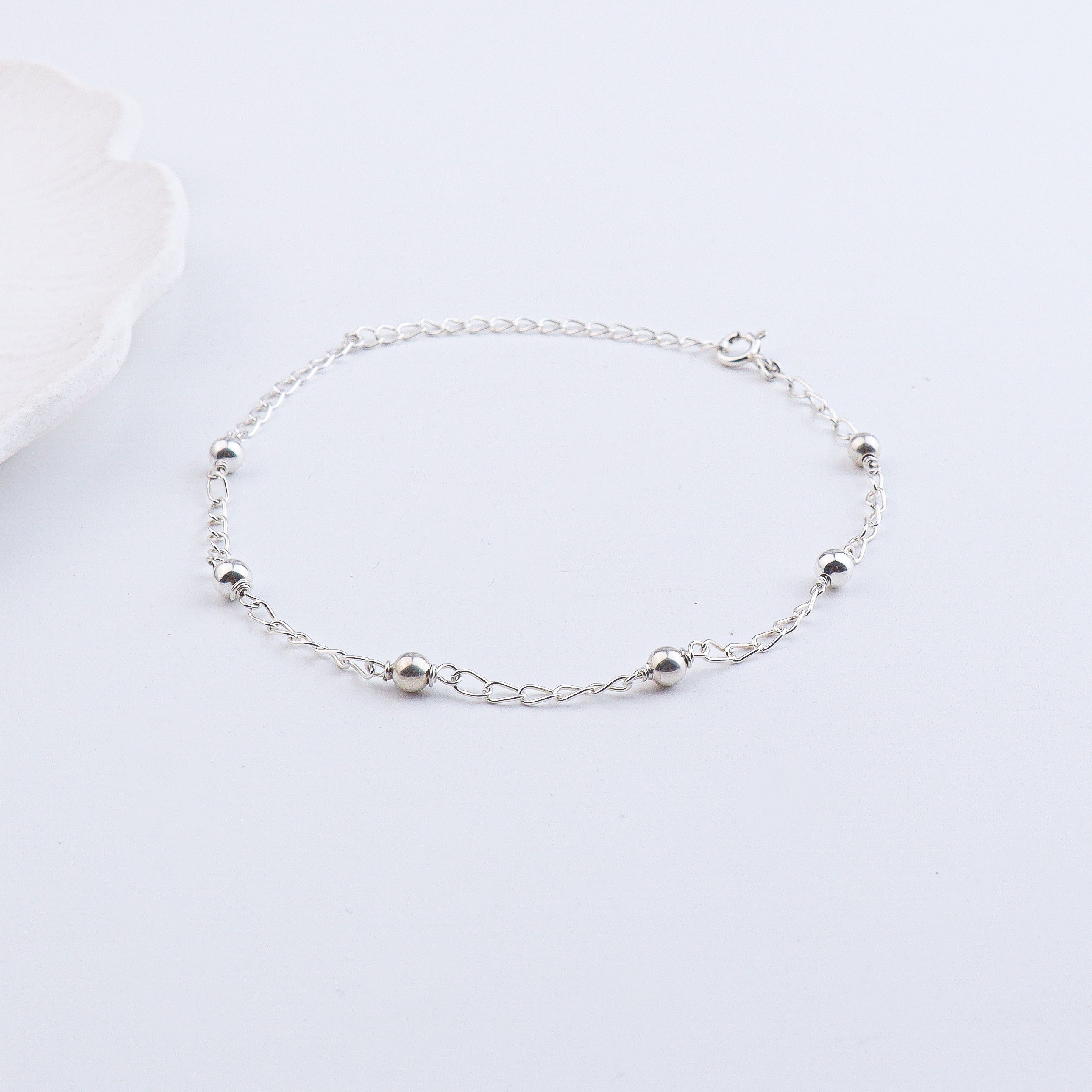 Silver Bead Chain Anklet (Project Handmade)