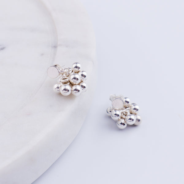 Silver Bead Bunch Studs (Suitable for Kids & Toddlers) | 92.5 Silver