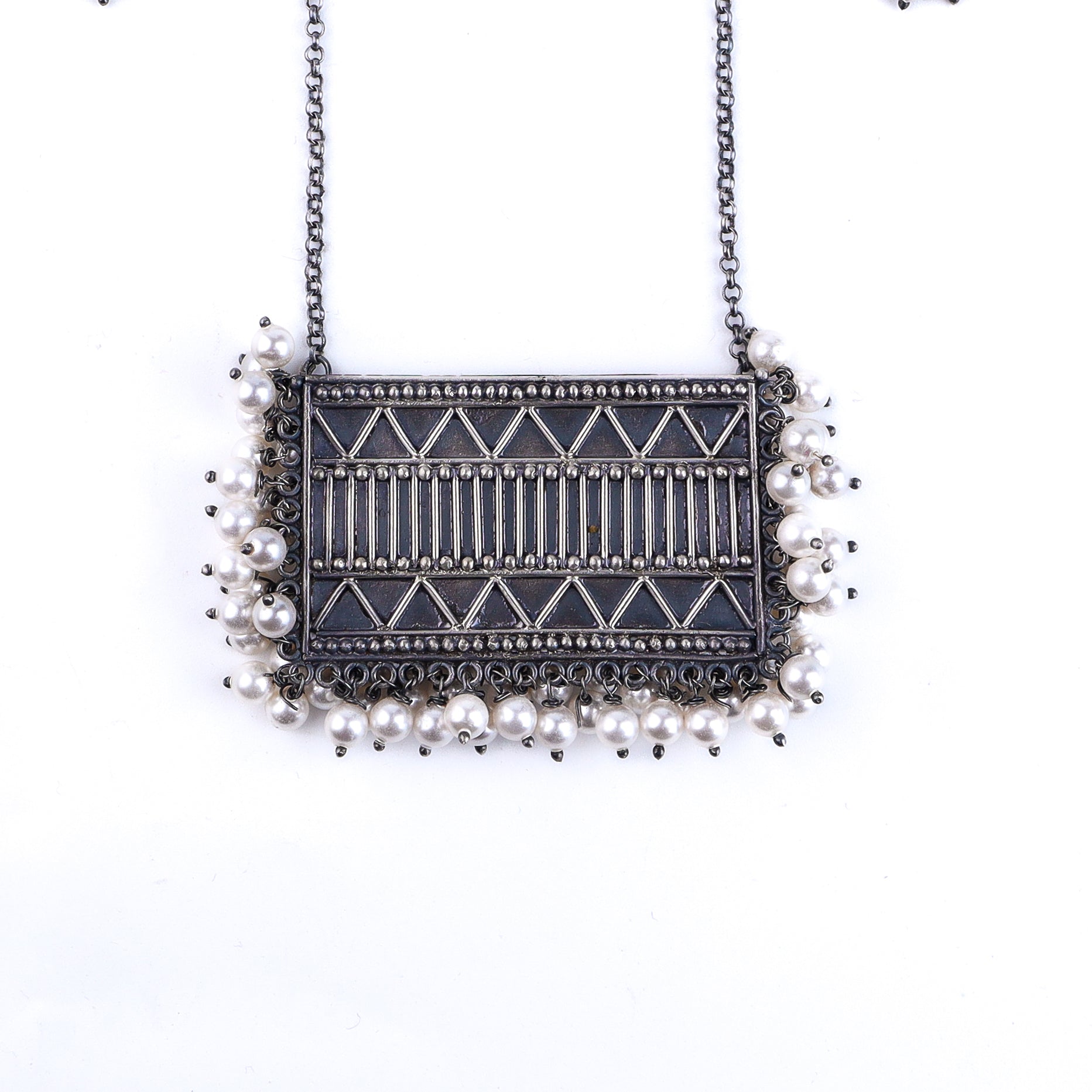 Silver nakshi set with pearls (big)