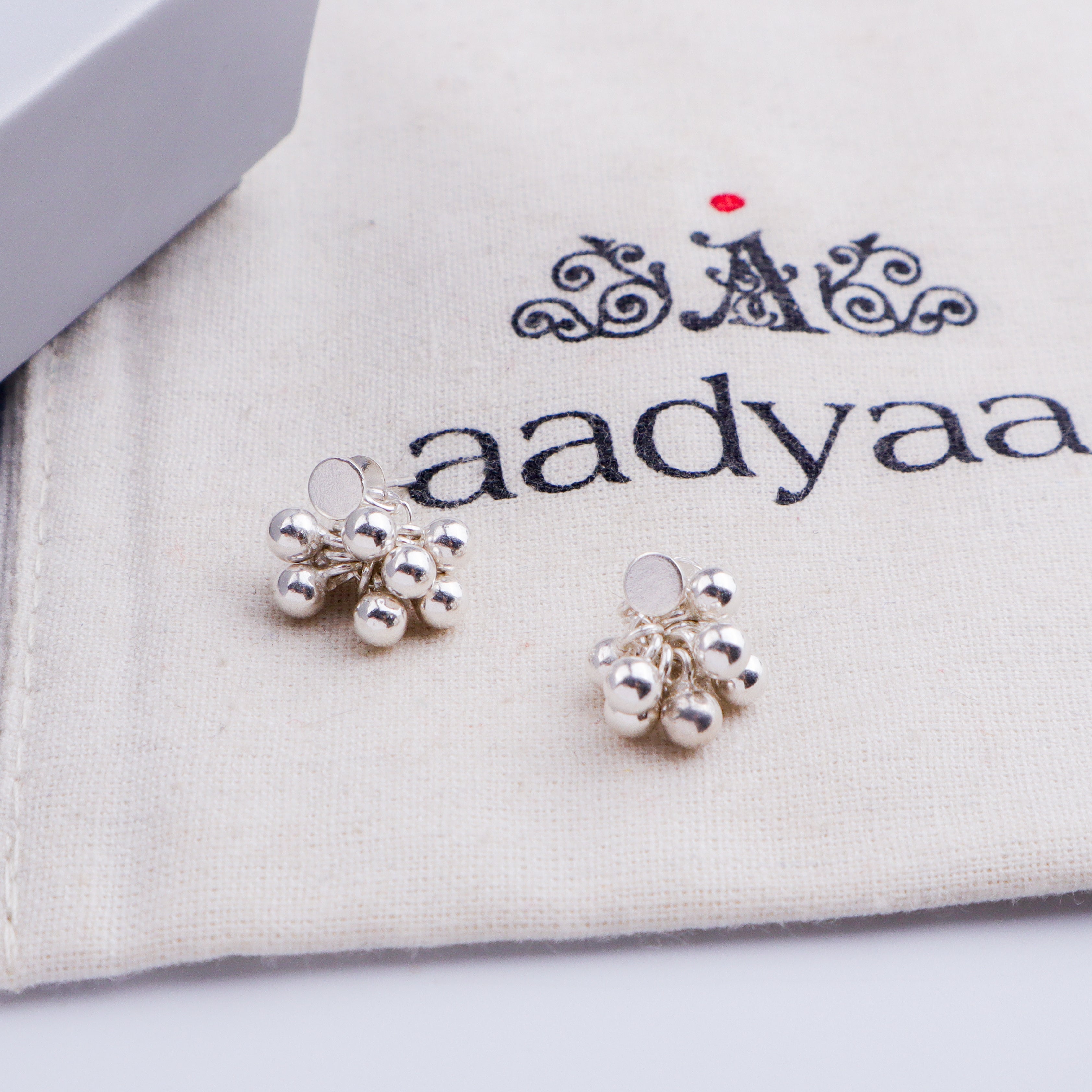 Silver Bead Bunch Studs (Suitable for Kids & Toddlers) | 92.5 Silver