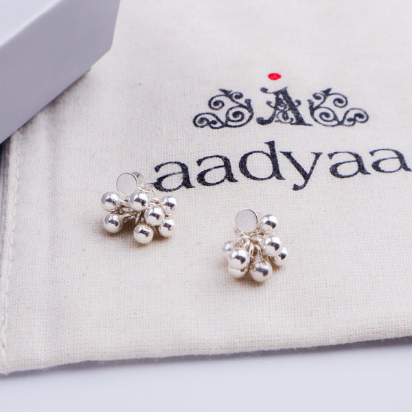 Silver Bead Bunch Studs (Suitable for Kids & Toddlers) | 92.5 Silver