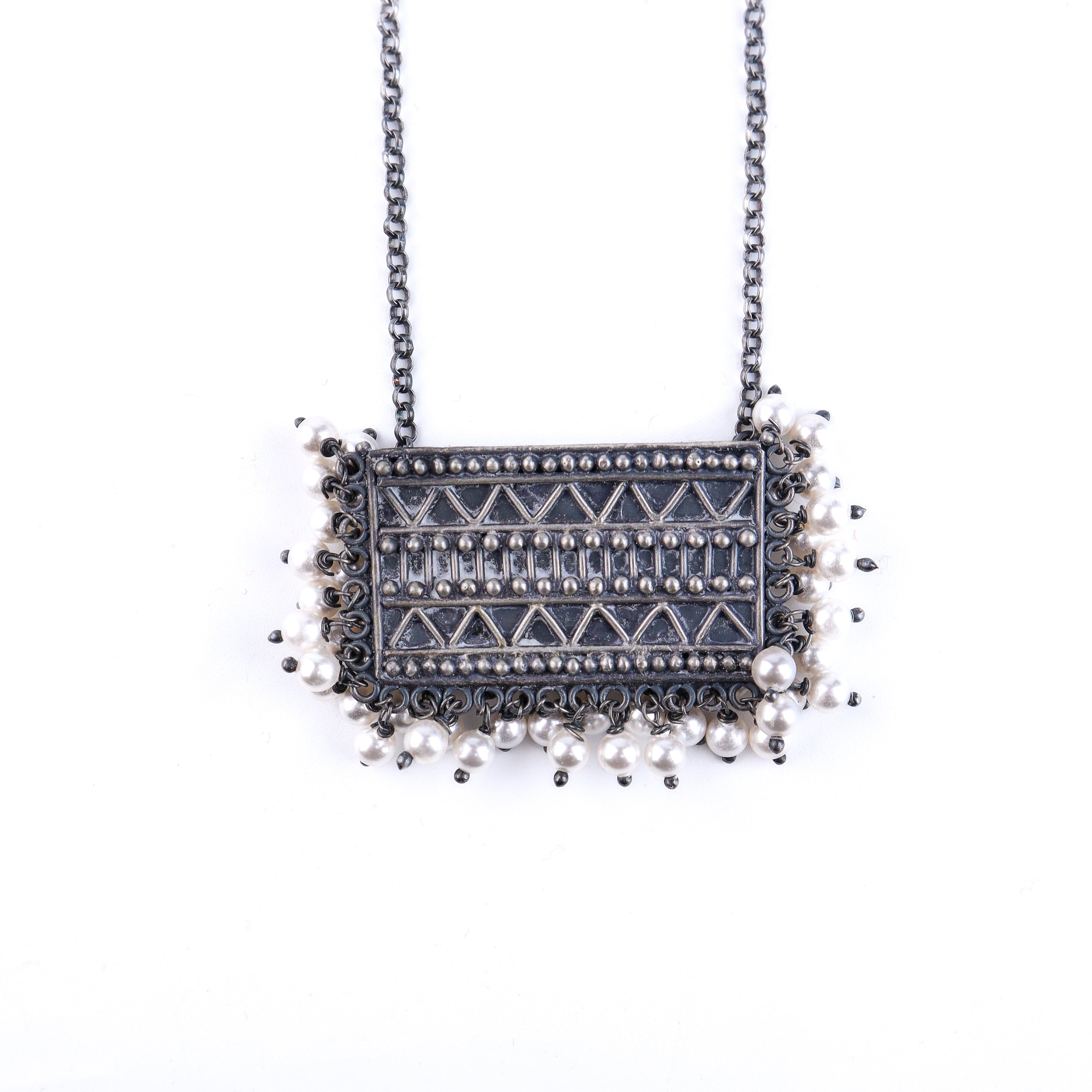 Silver nakshi set with pearls (small)