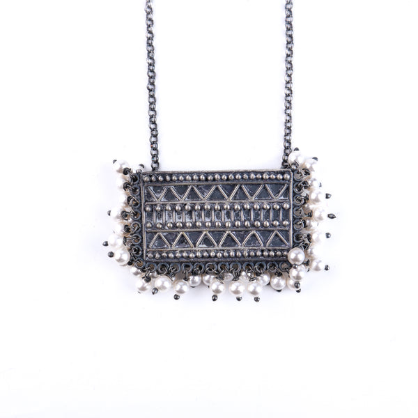 Silver nakshi set with pearls (small)