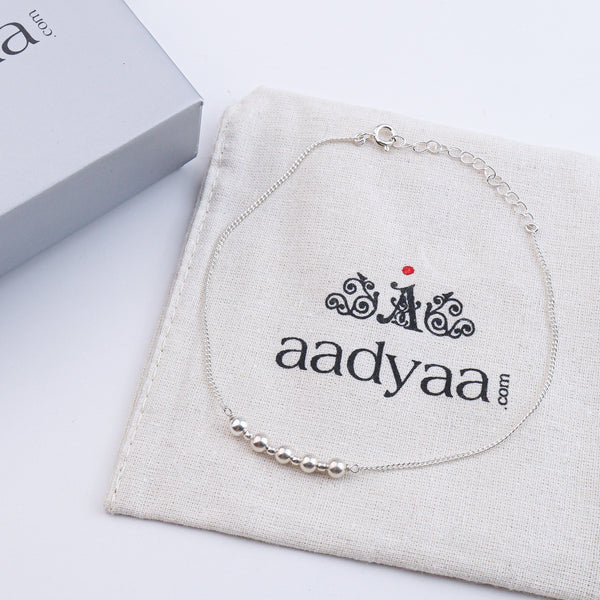 Silver Bead Anklet (Project Handmade)