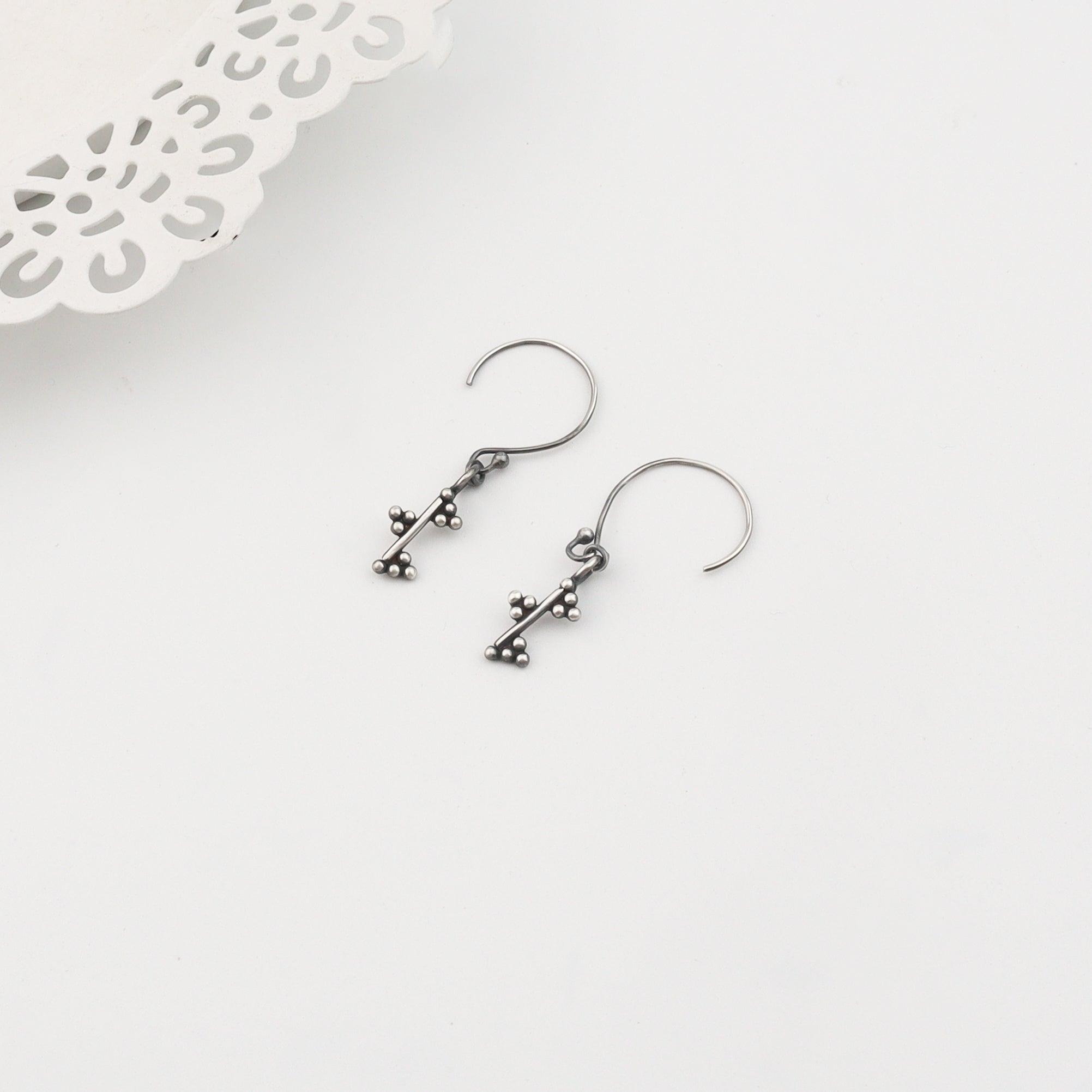 Silver Dots and Line Dangler Earring