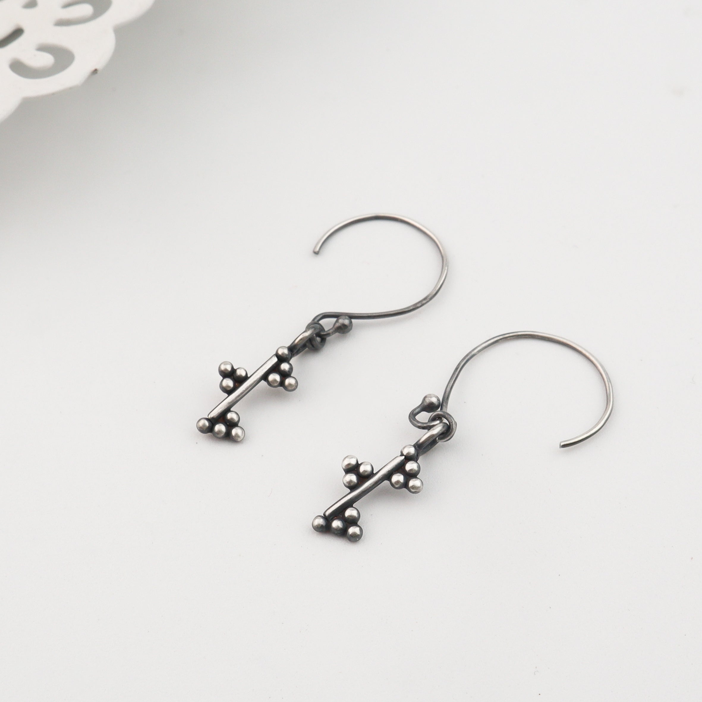 Silver Dots and Line Dangler Earring