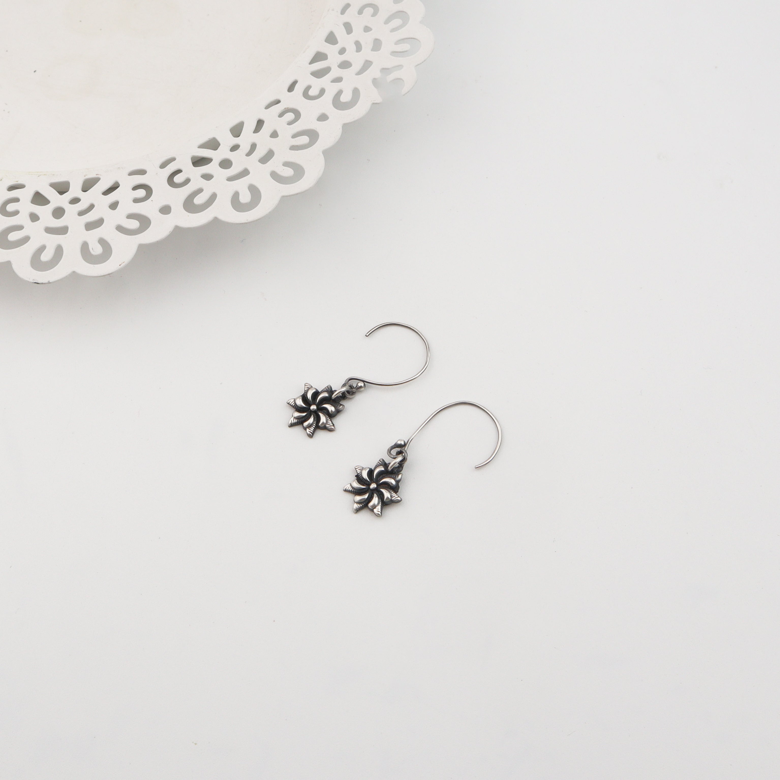 Silver Oxidized Prajakta Dangler Earring