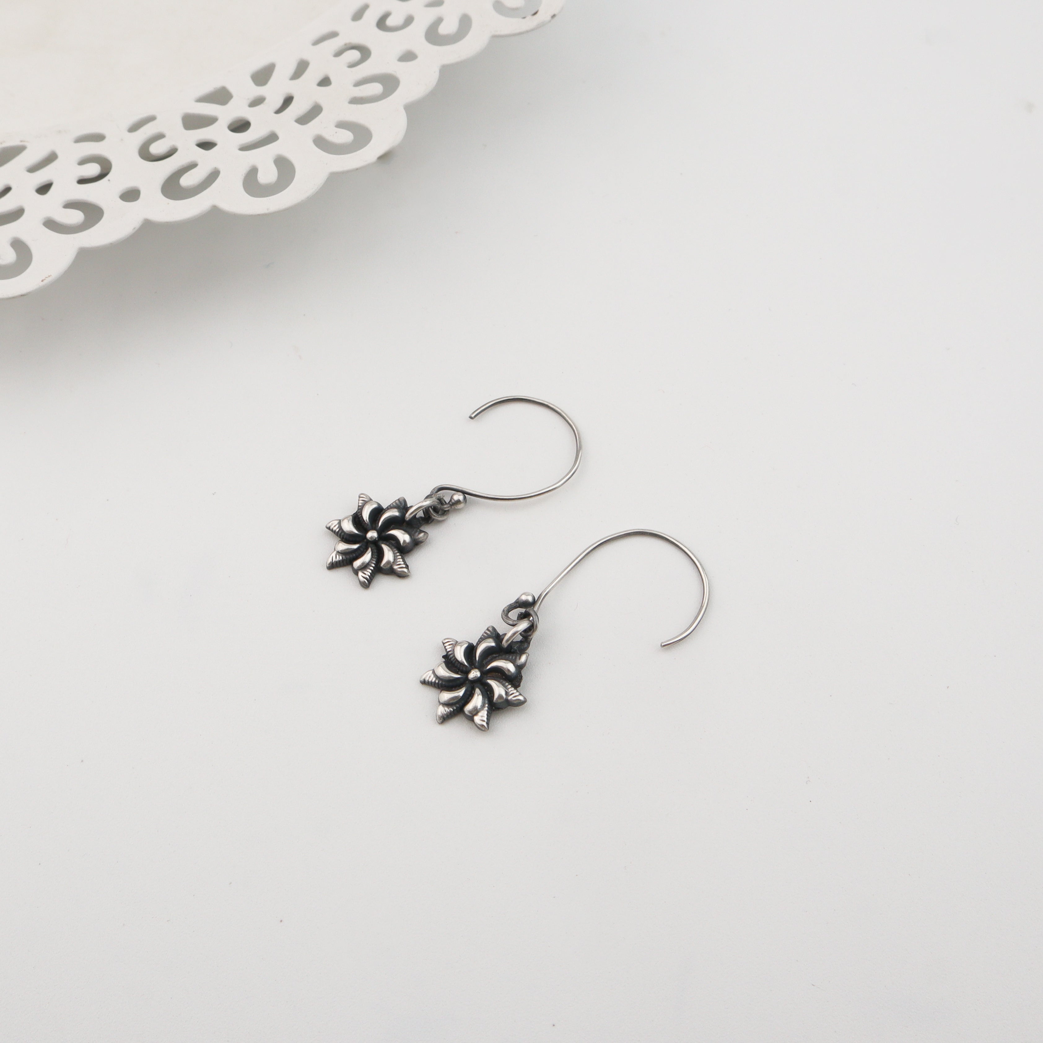 Silver Oxidized Prajakta Dangler Earring