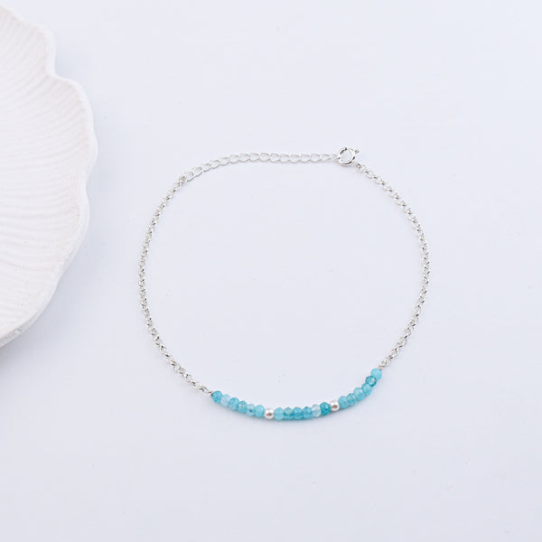 Blue Jade & Pearl Silver Anklet (Project Handmade)