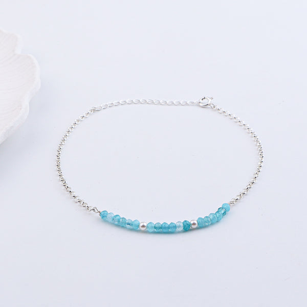 Blue Jade & Pearl Silver Anklet (Project Handmade)