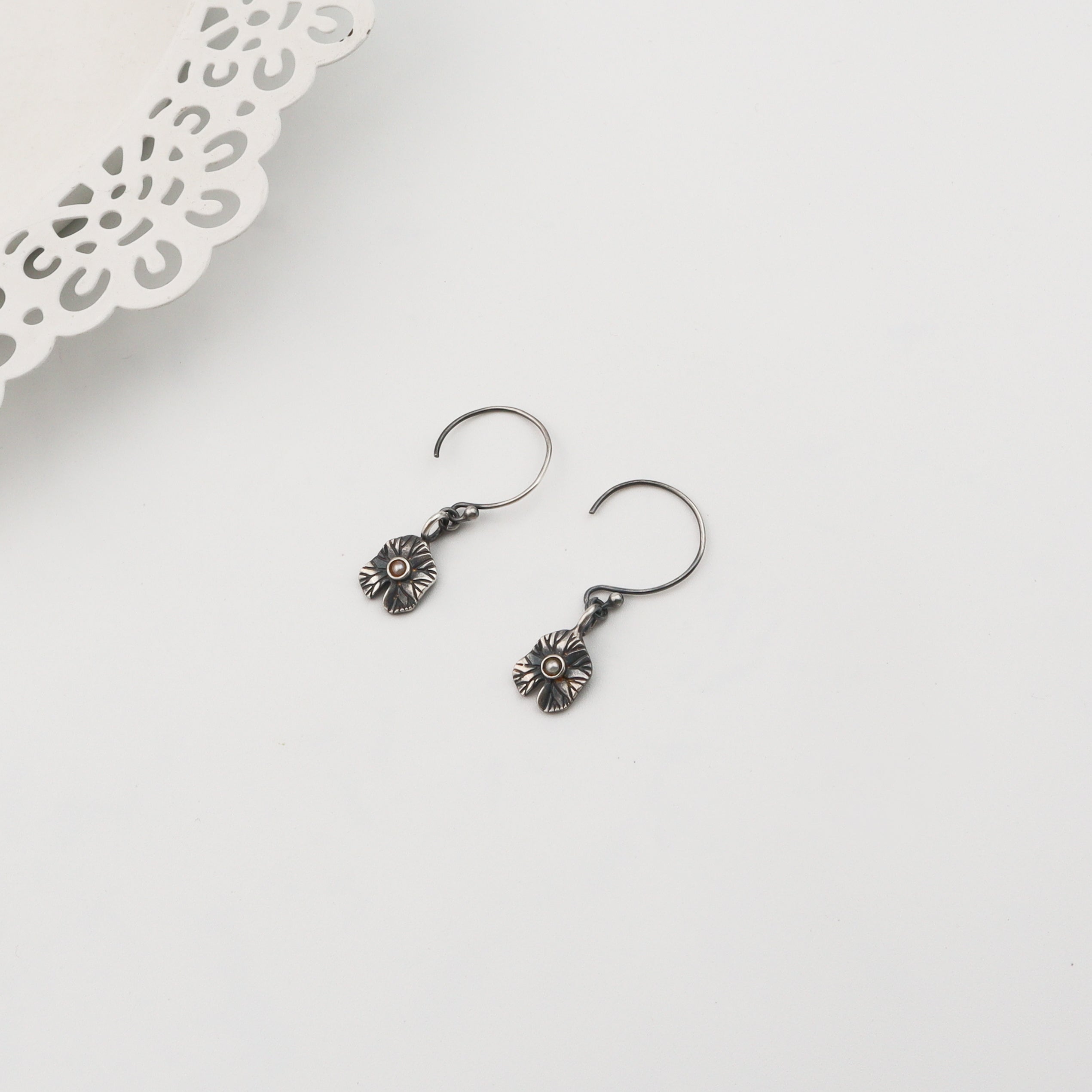 Silver Oxidized Saroj Parna Dangler earring