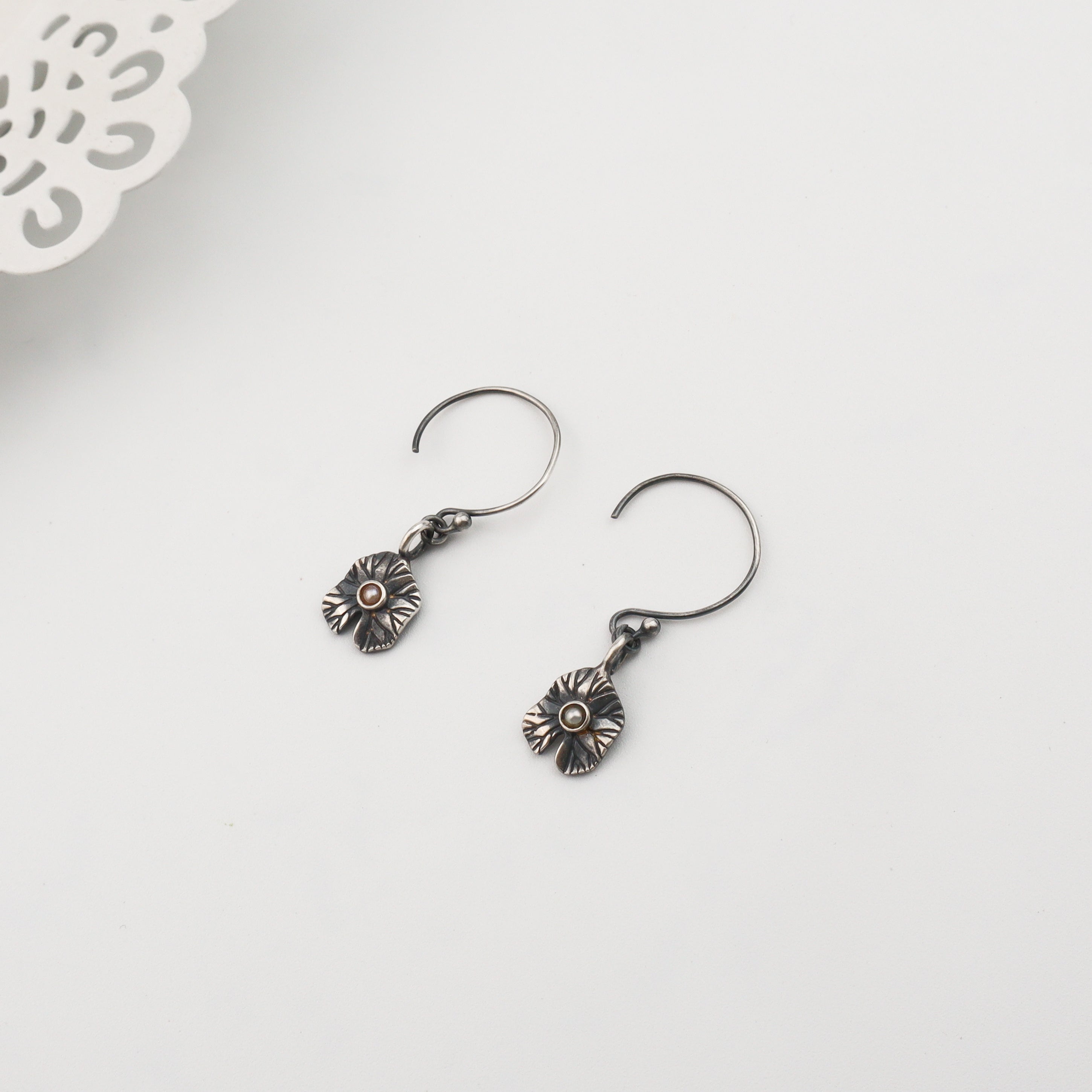 Silver Oxidized Saroj Parna Dangler earring