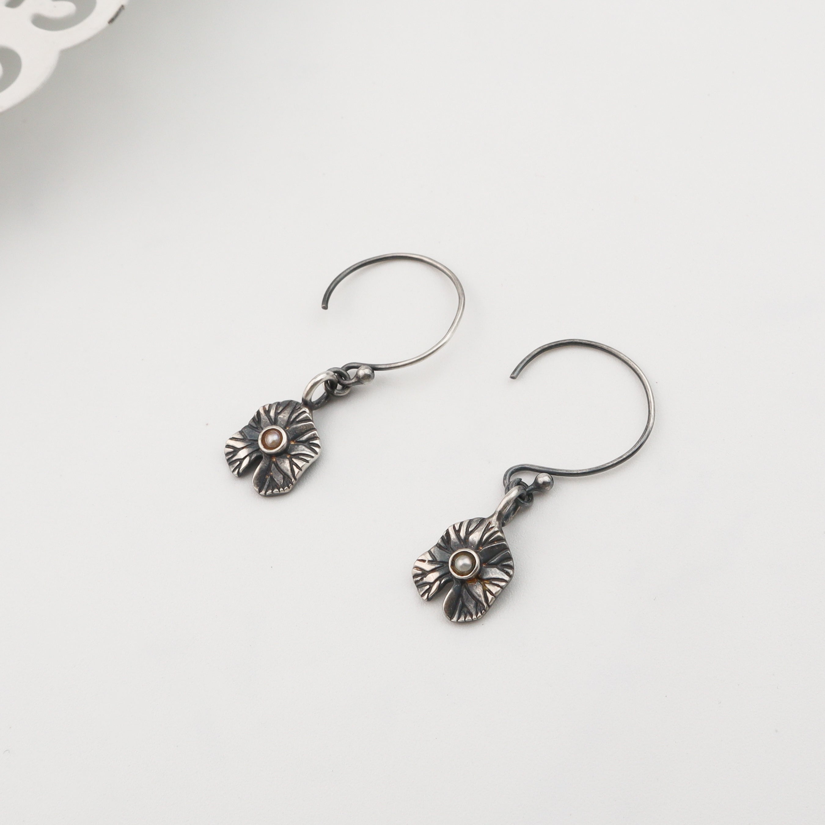 Silver Oxidized Saroj Parna Dangler earring
