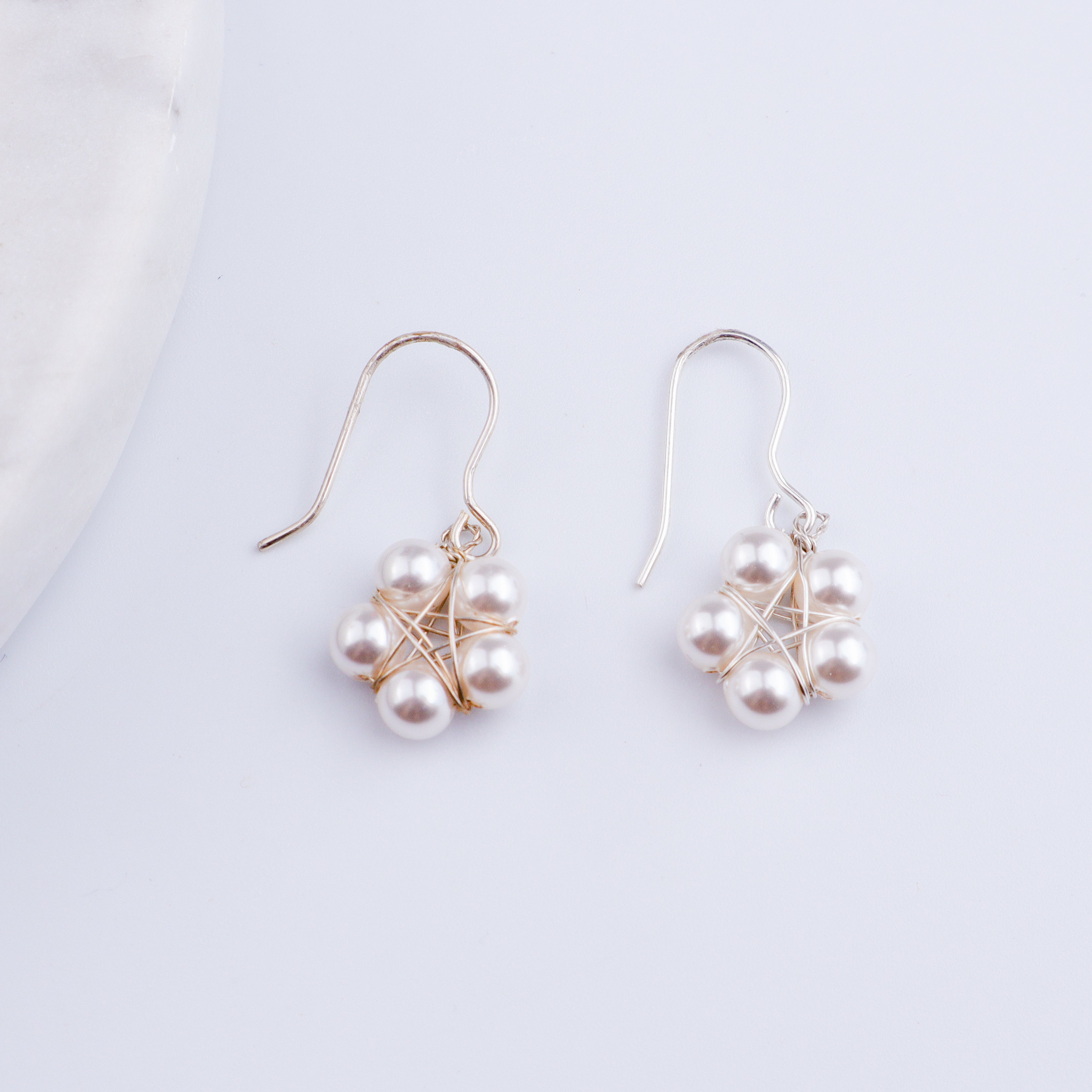 Silver Handmade Pearl Flower Earring
