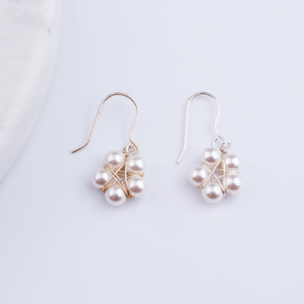 Silver Handmade Pearl Flower Earring