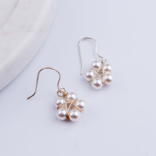 Silver Handmade Pearl Flower Earring