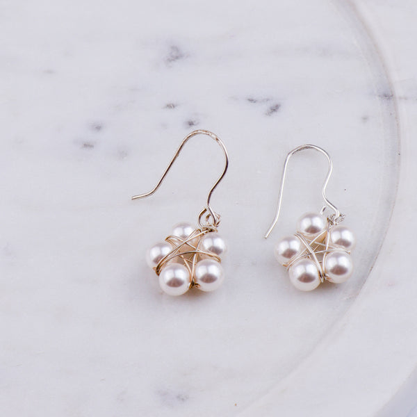 Silver Handmade Pearl Flower Earring