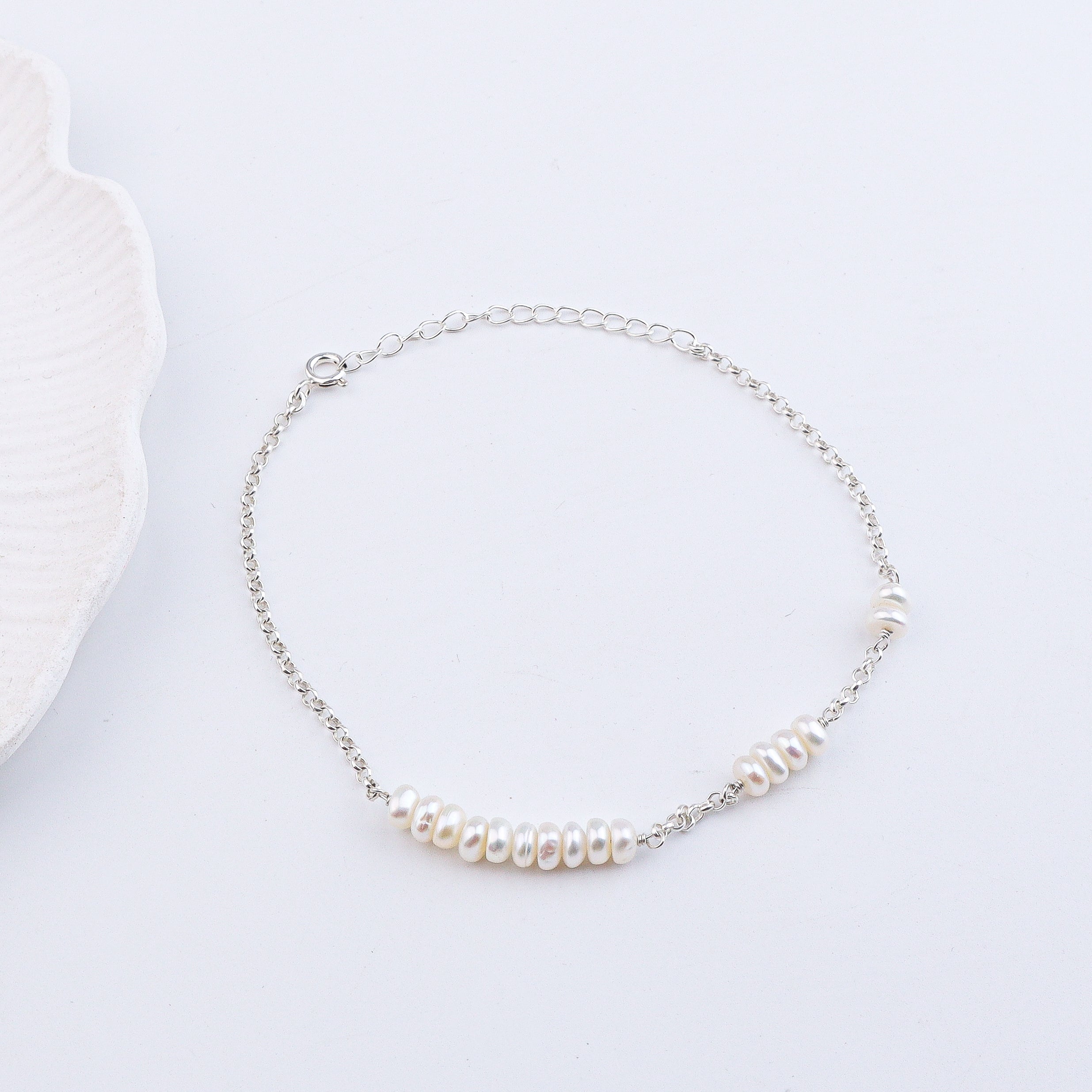 Freshwater Pearl Silver Anklet (Project Handmade)