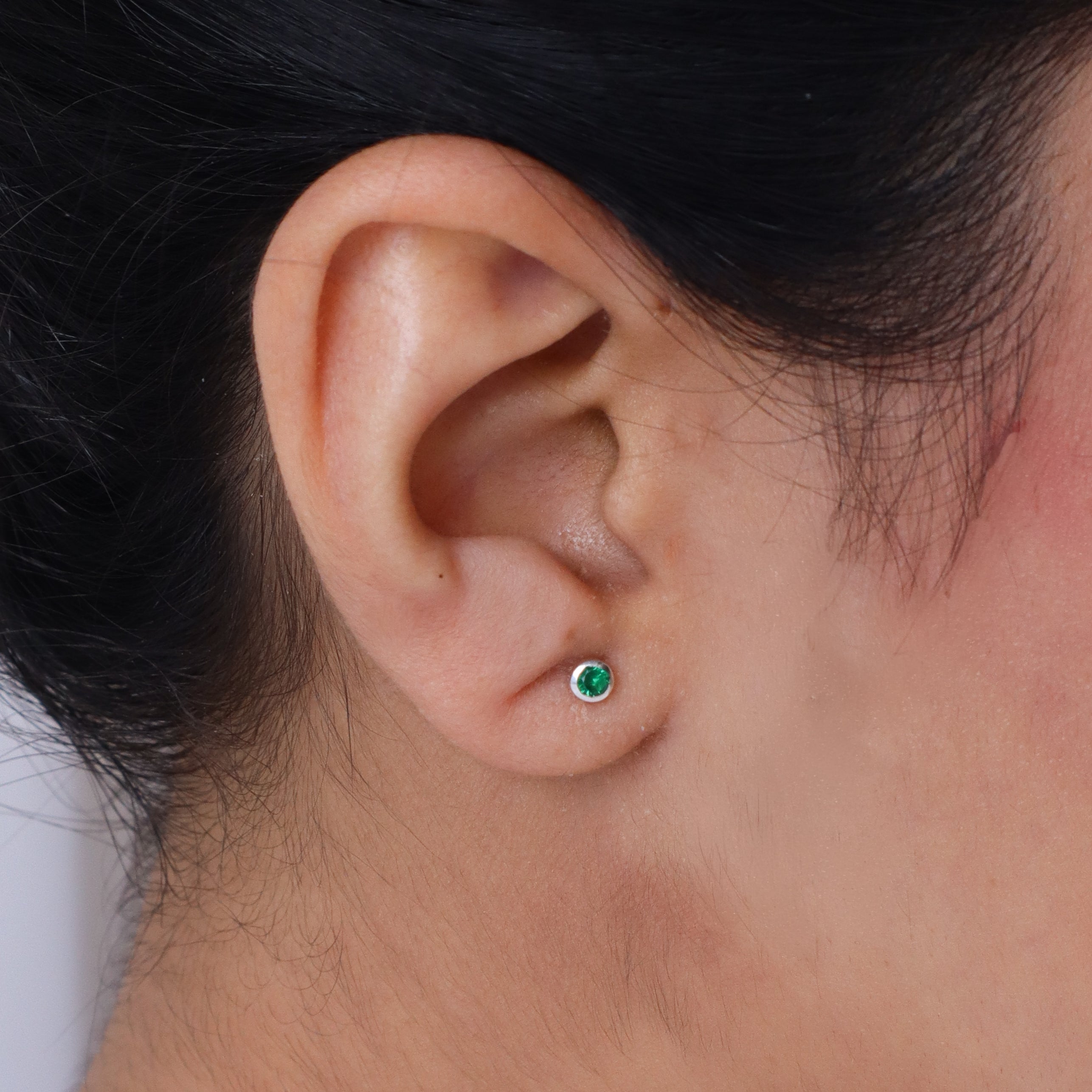 Tiny Green Studs | CZ | 92.5 Silver